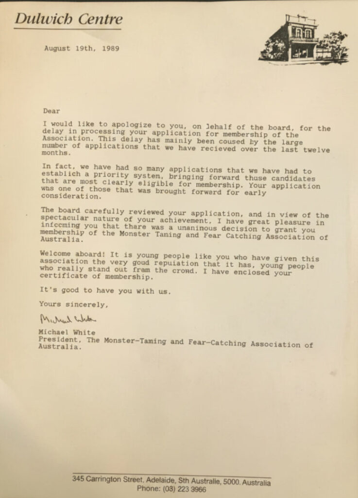 Letter of membership