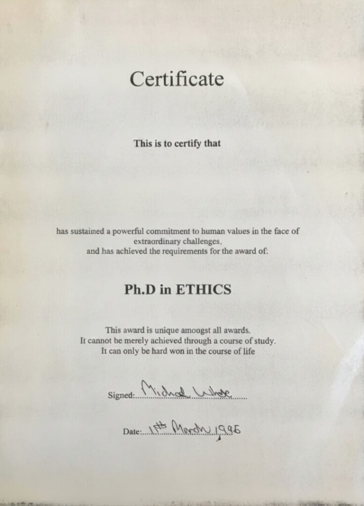 PhD in ethics